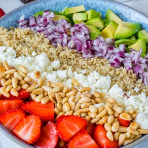 Strawberry Avocado Quinoa Salad + Honey-Lime Dressing CleanFoodCrush