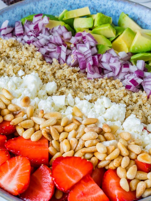 Strawberry Avocado Quinoa Salad + Honey-Lime Dressing CleanFoodCrush
