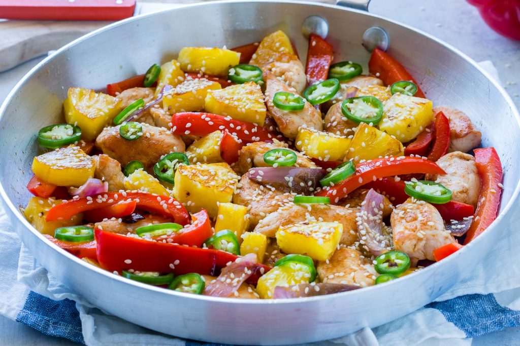 Sweet N' Spicy Pineapple Chicken Clean Food Skillet