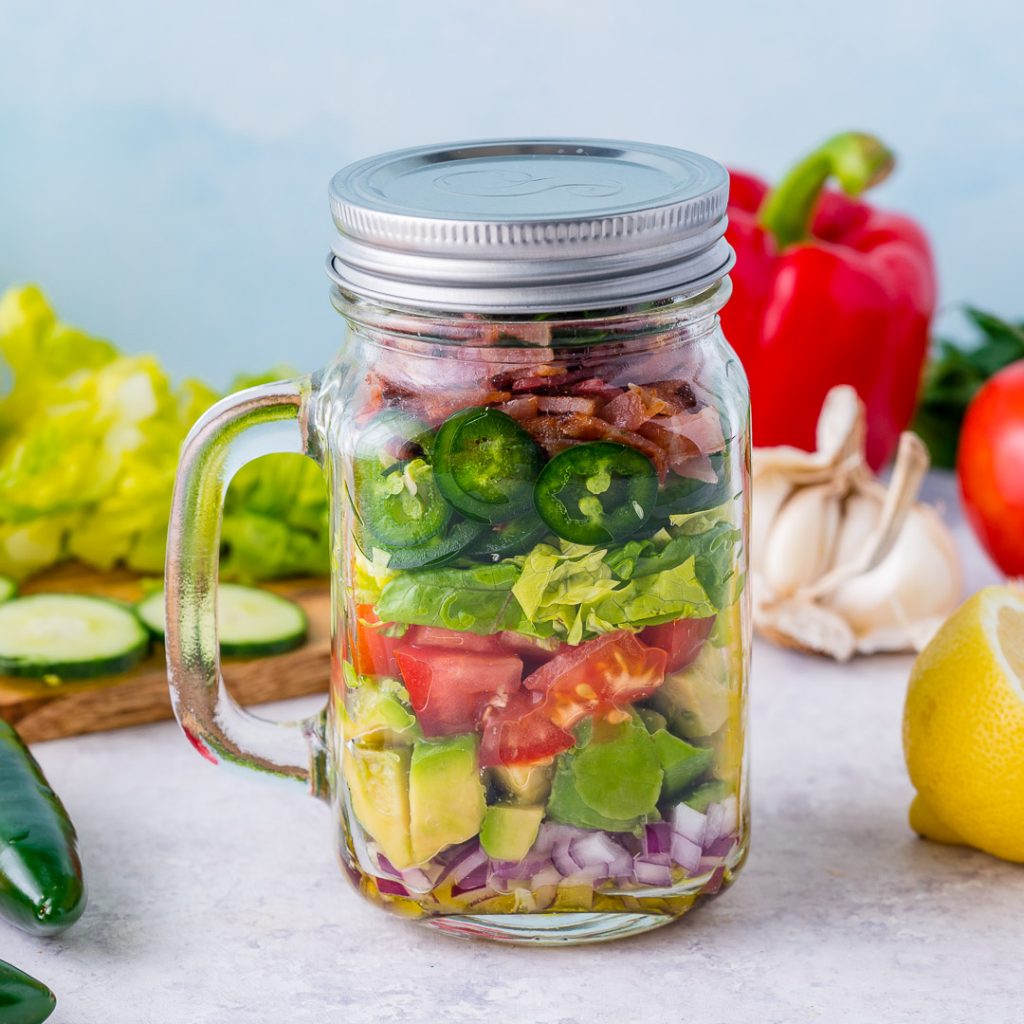 BLT Guacamole Salad In a Jar Recipe