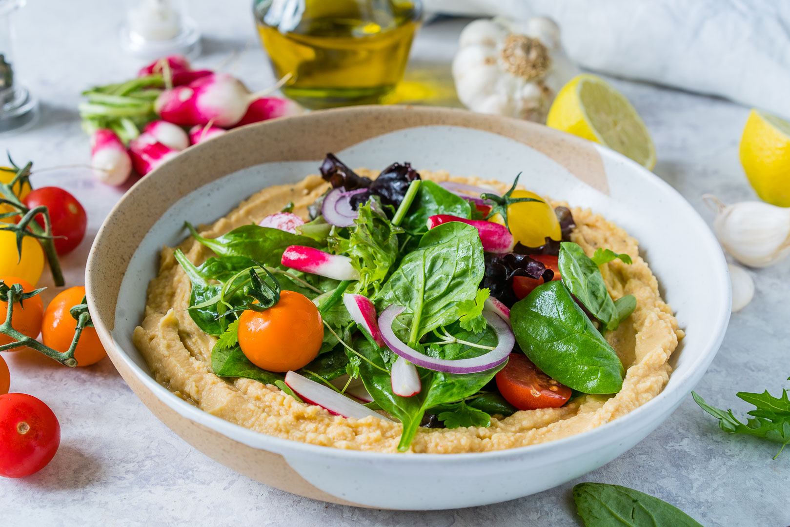 Eat Clean with this Fresh Hummus Salad! Clean Food Crush