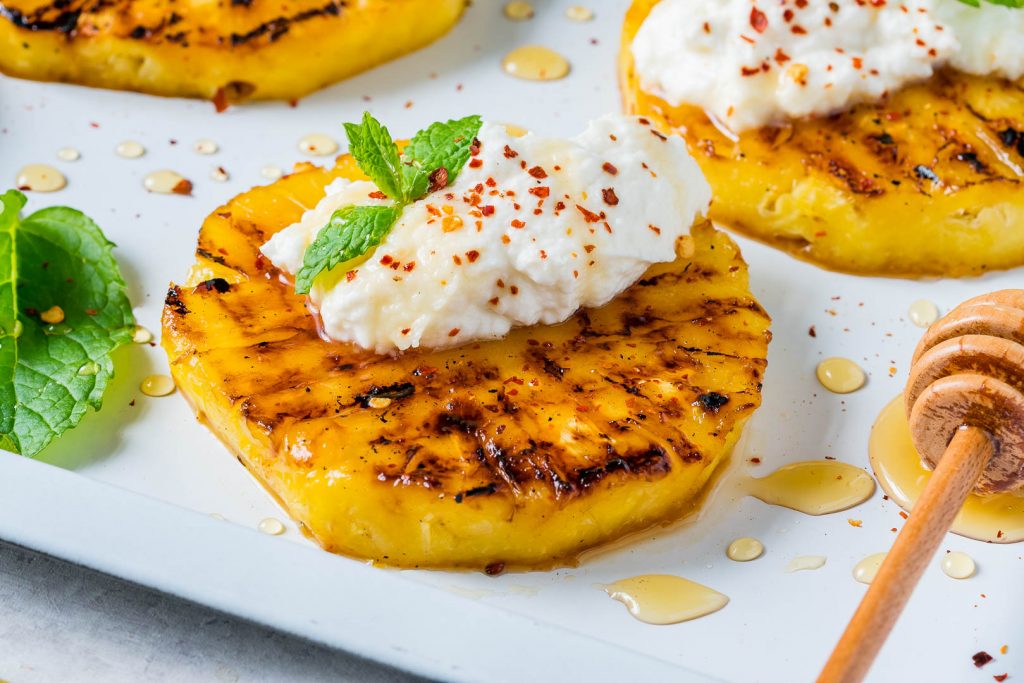 Clean Eating Grilled Pineapple with Ricotta Honey