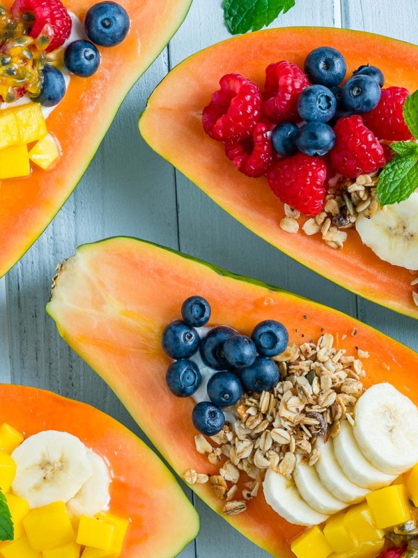 CleanFoodCrush Breakfast Papaya Boats