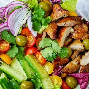 CleanFoodCrush Chicken + Crisp Cucumber Salad w: Creamy Avocado Dressing