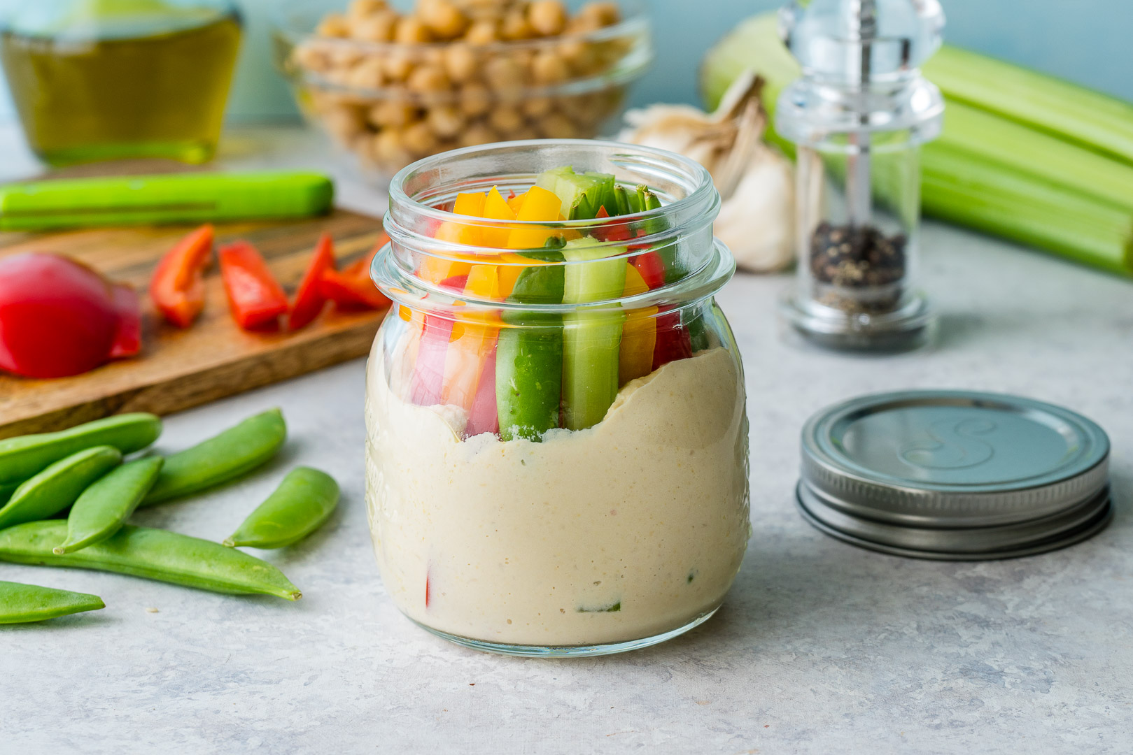 CleanFoodCrush Hummus + Crunchy Veggies Snack Jars