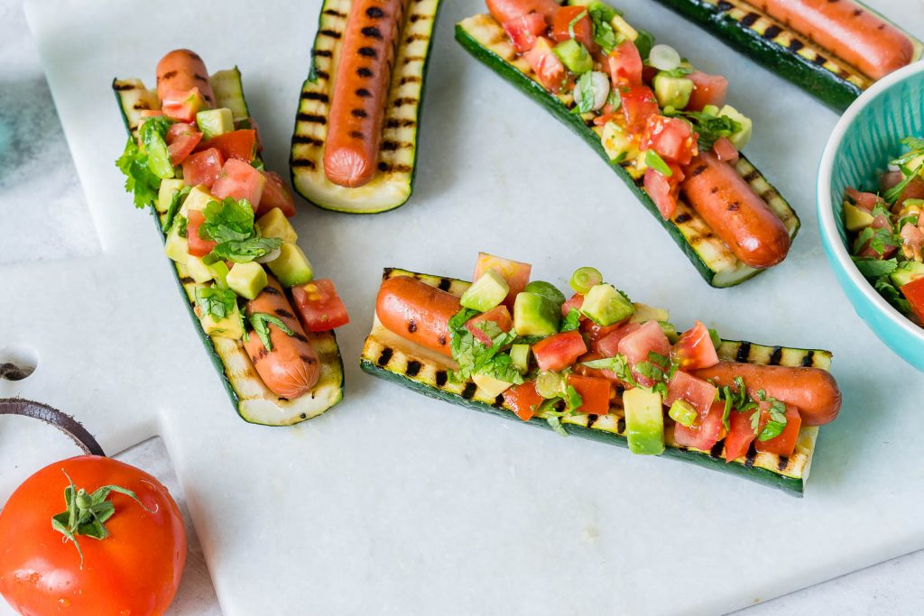 Grilled Zucchini Hot Dog Boats Instructions
