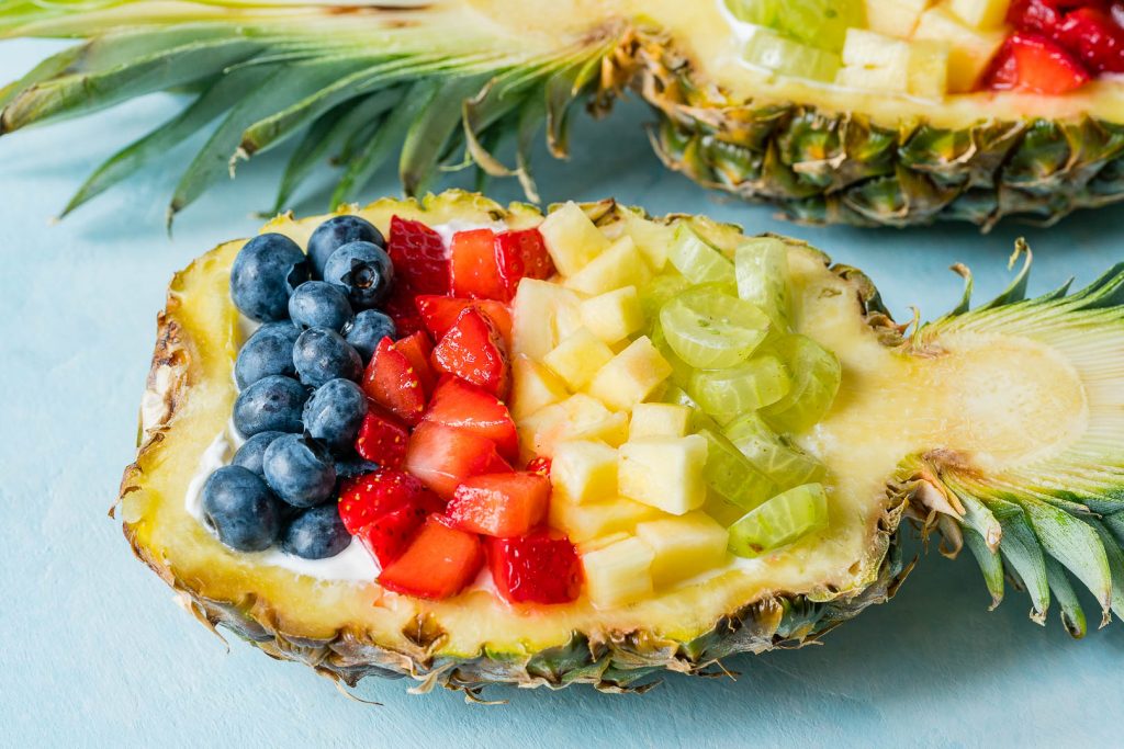Pineapple Bowls Stuffed With Fruits