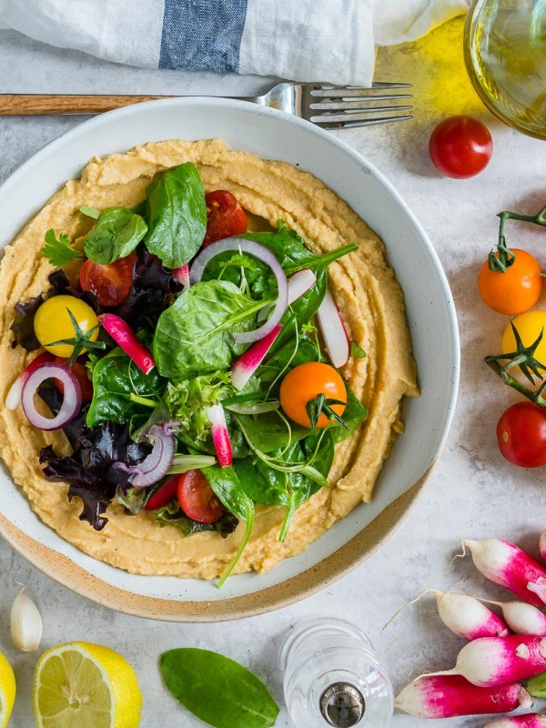 Fresh Hummus Salad CleanFoodCrush