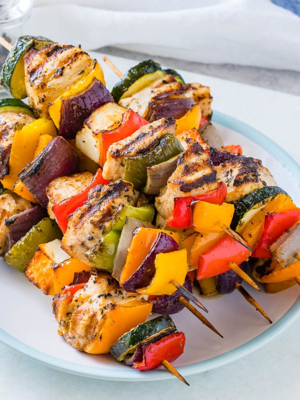 Grilled Chicken + Veggie Kabobs CleanFoodCrush Recipe