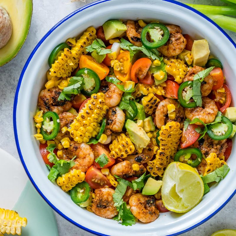 Perfect for Summer: Honey-Lime Shrimp + Grilled Corn Salad! | Clean ...