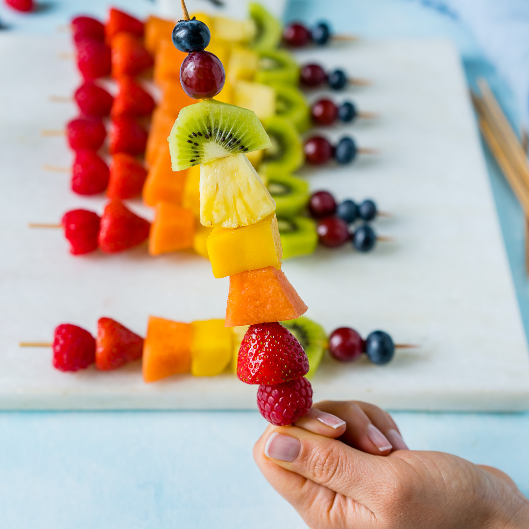 Make these Creative Rainbow Fruit Skewers for Summer Fun! | Clean Food ...