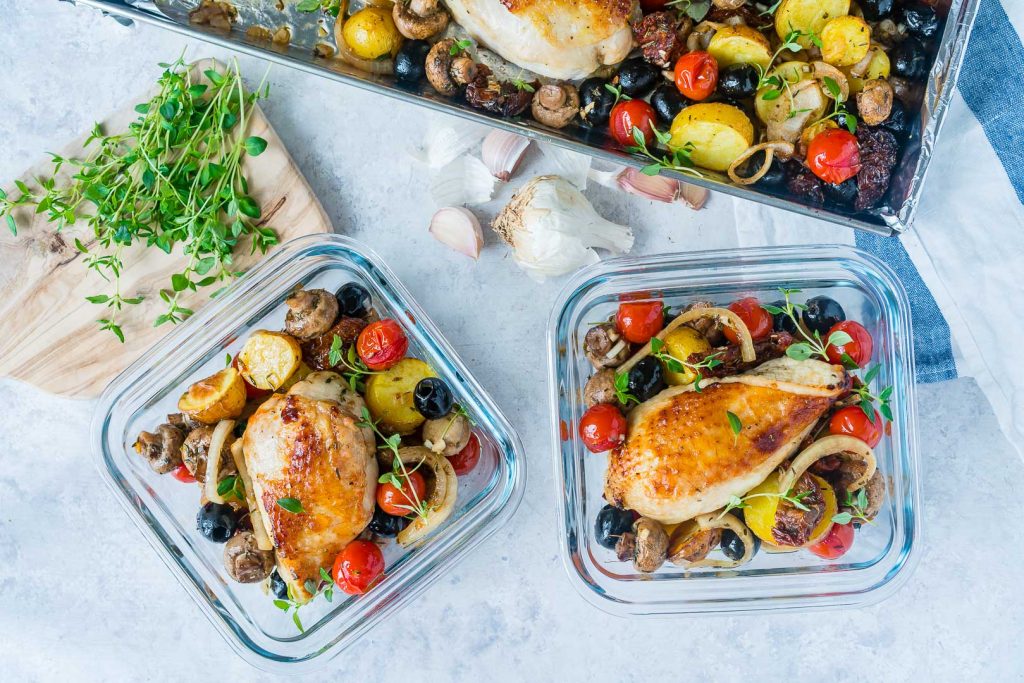 One Sheet Pan Tuscan Chicken Meal Prep