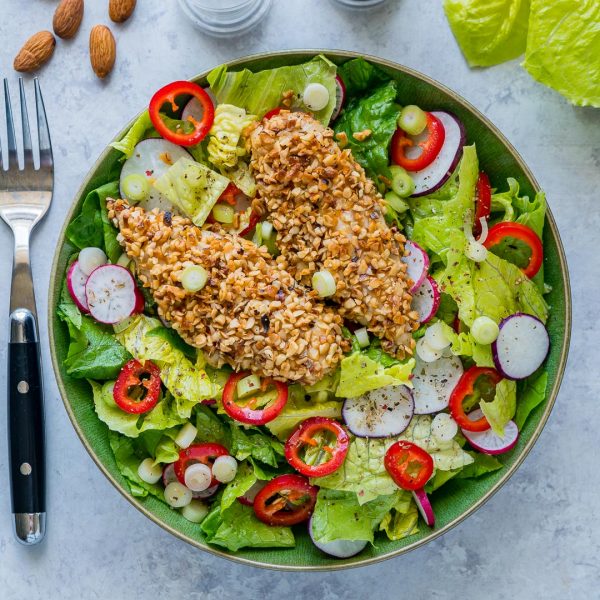 Crispy Chicken Salad w/ Homemade Honey Dijon Dressing (Gluten Free