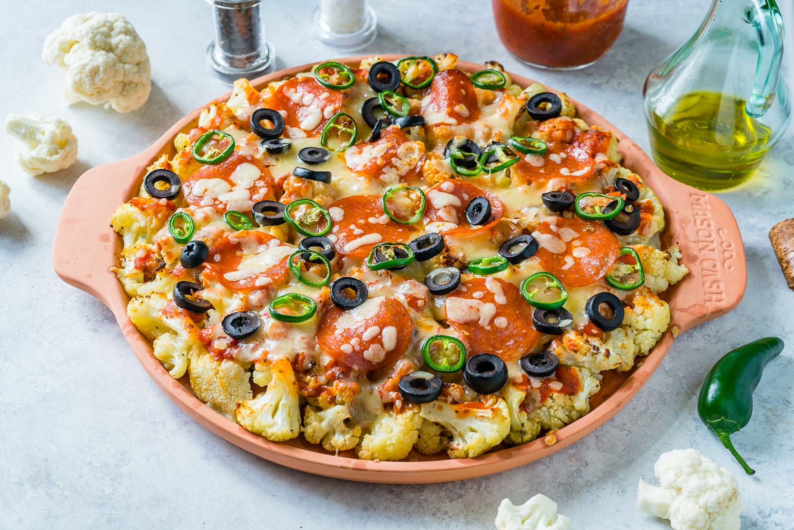This Clean Eating Cauliflower Pizza Bake is the BEST Creation! Clean