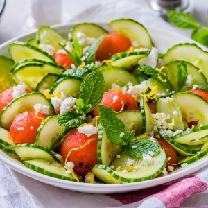 Eat Clean Fresh Cucumber Watermelon Summer Salad Recipe