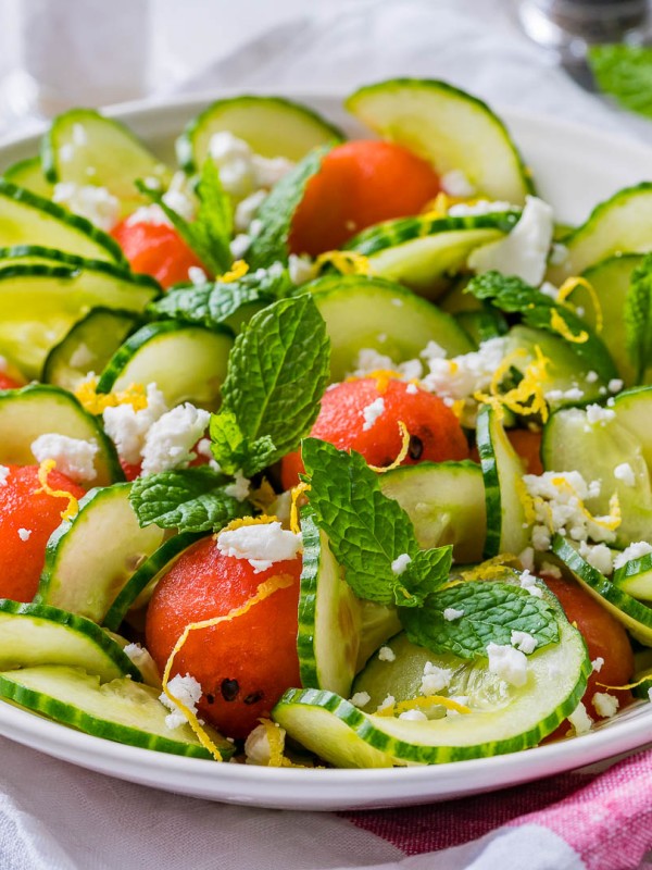 Eat Clean Fresh Cucumber Watermelon Summer Salad Recipe