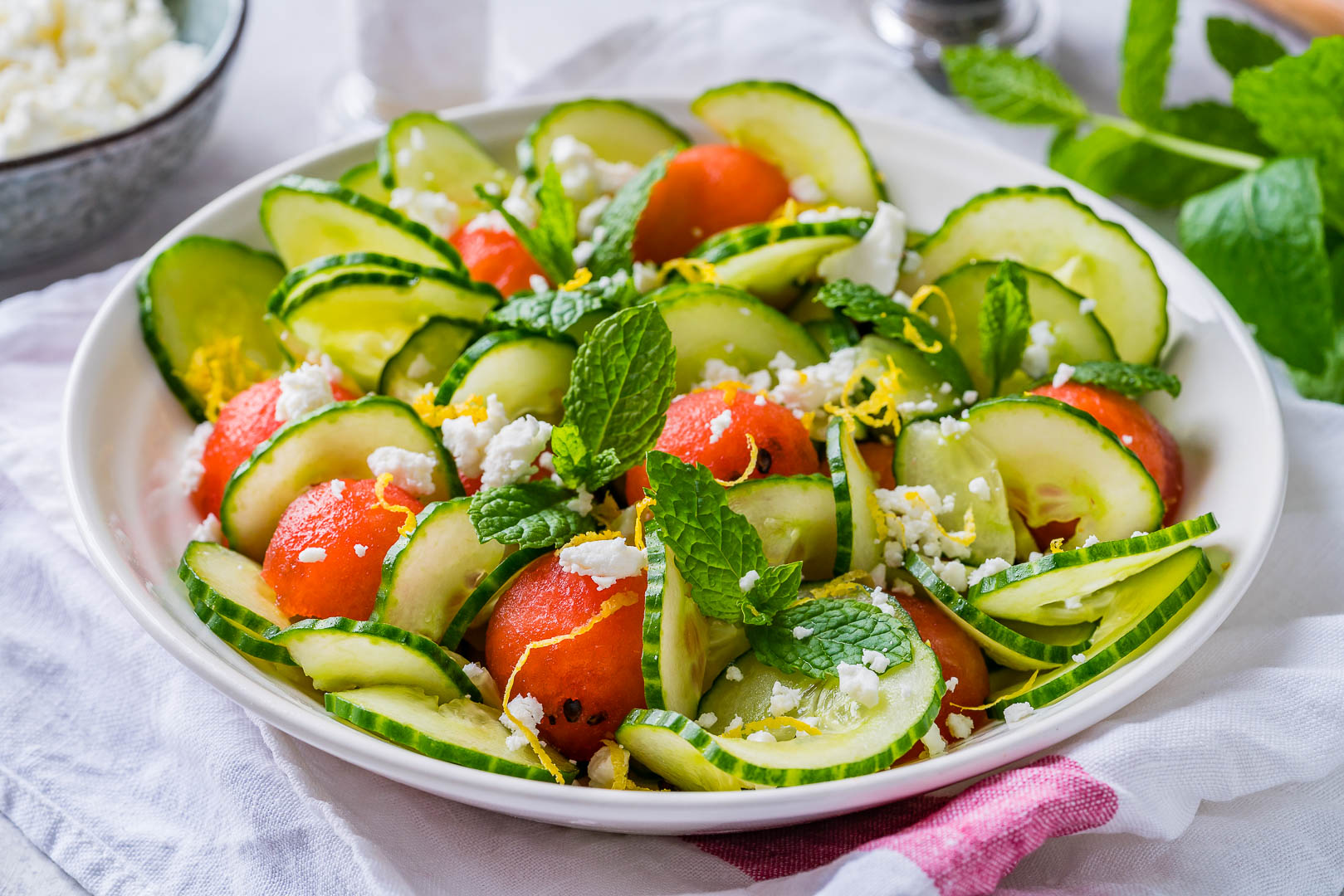 Eat Clean Fresh Cucumber Watermelon Summer Salad Recipe