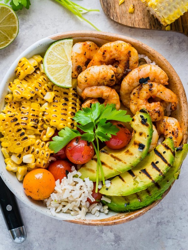 Eat Clean Grilled Shrimp Bowls + Cilantro-Lime Rice