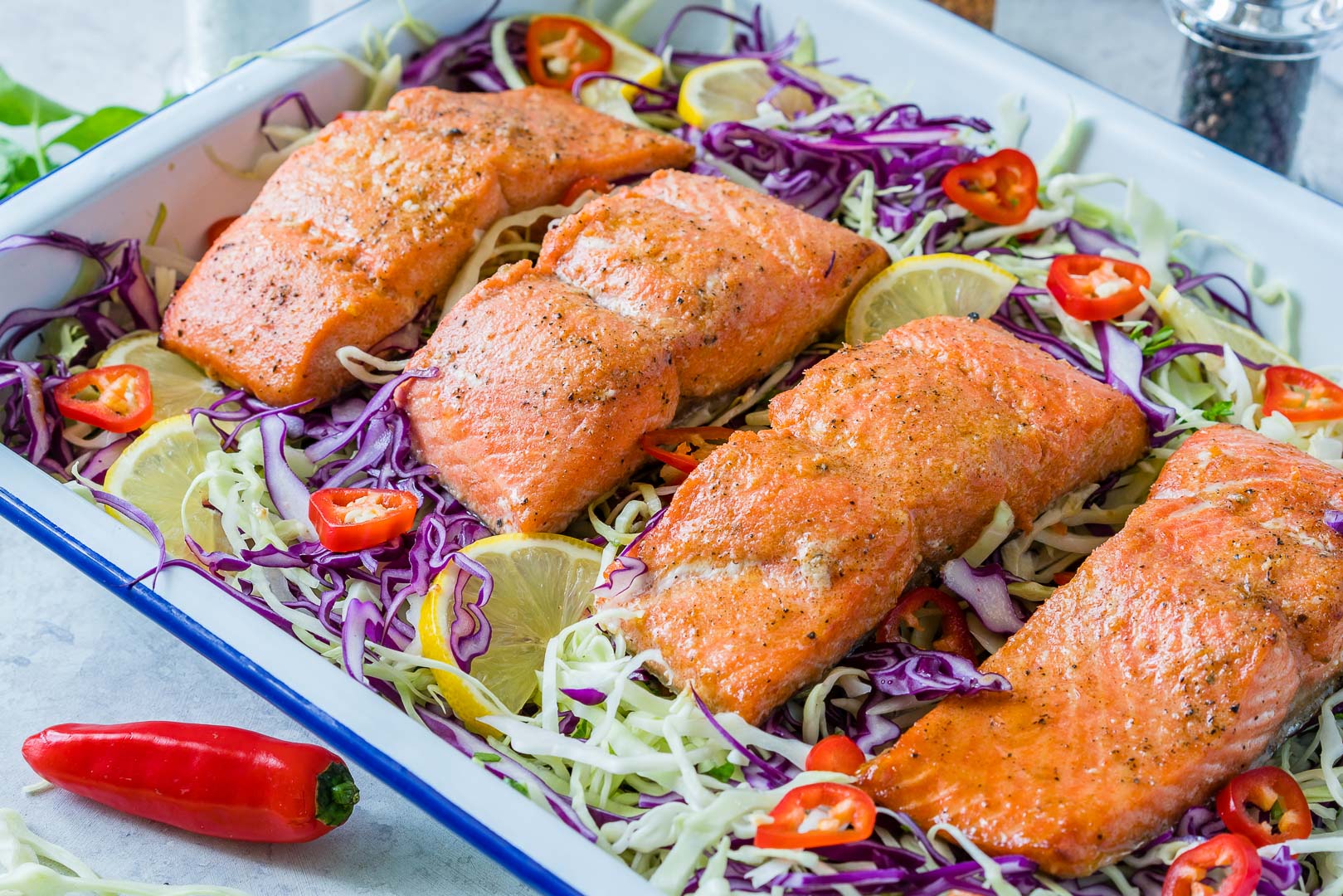 Eat Clean Honey-Lime Salmon + Tangy Cabbage