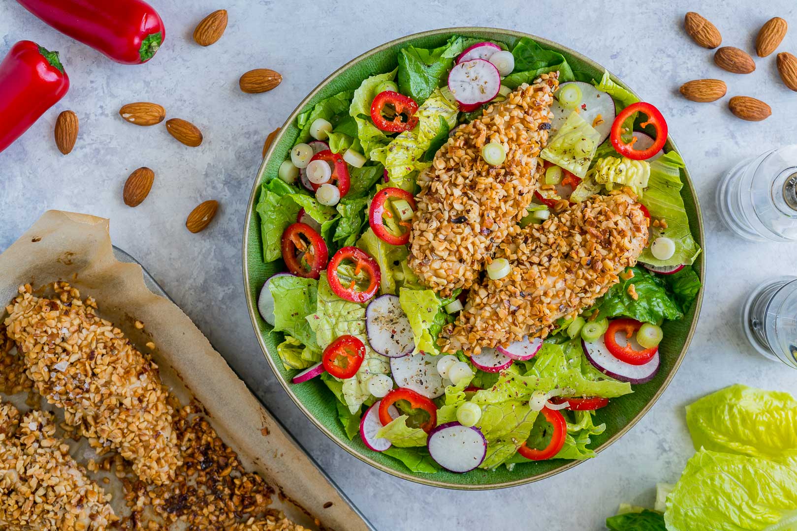 Crispy Chicken Salad w/ Homemade Honey Dijon Dressing (Gluten Free