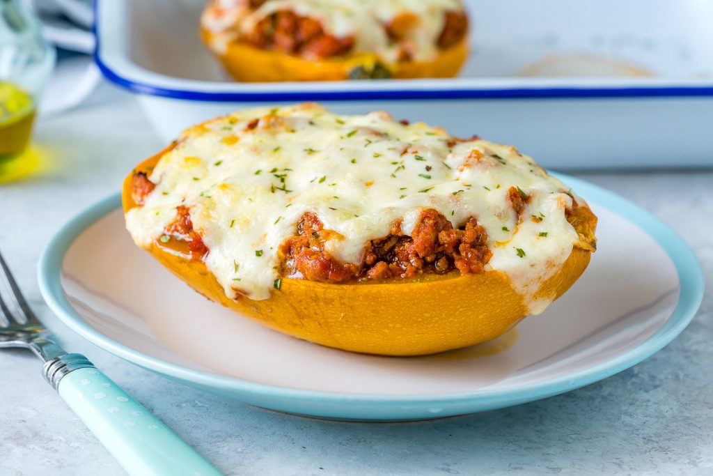 Healthy Bolognese Stuffed Spaghetti Squash