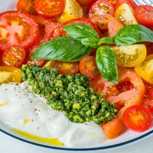 Heirloom Tomatoes and Pesto Yogurt Recipe