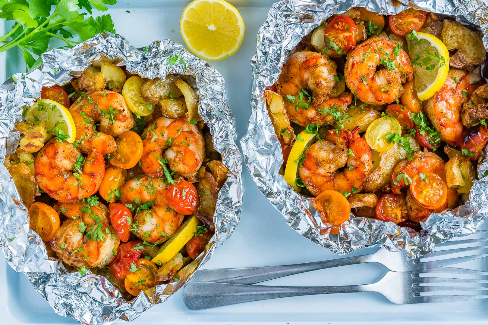 Clean Food Honey Garlic Shrimp Packets Recipe