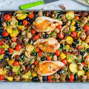 One Sheet Pan Tuscan Chicken Recipe