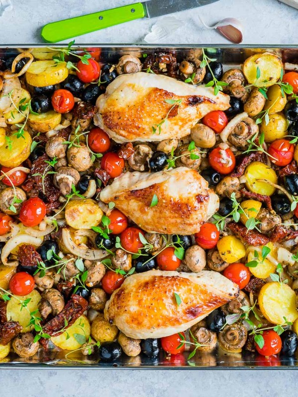 One Sheet Pan Tuscan Chicken Recipe