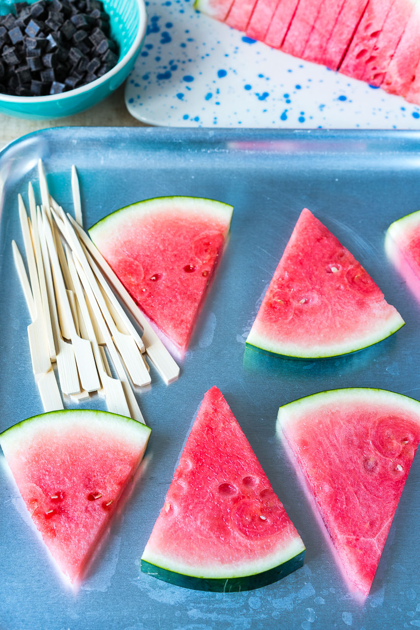 Sliced Watermelon and Popsicle sticks