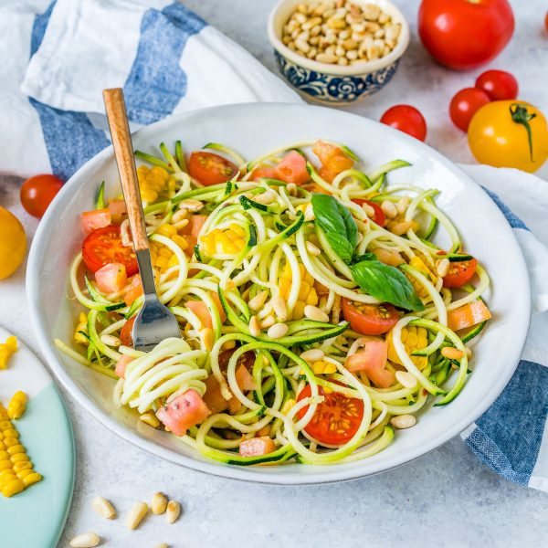 Clean Eating Style Zucchini Pasta Primavera | Clean Food Crush