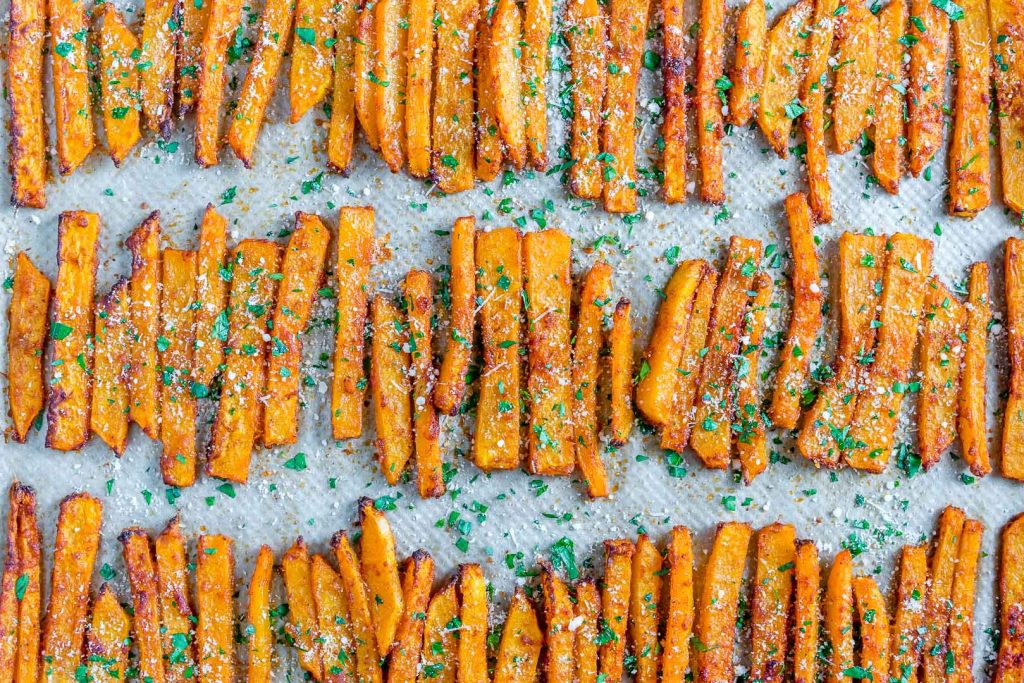 Baked Parmesan Butternut Squash Fries recipe