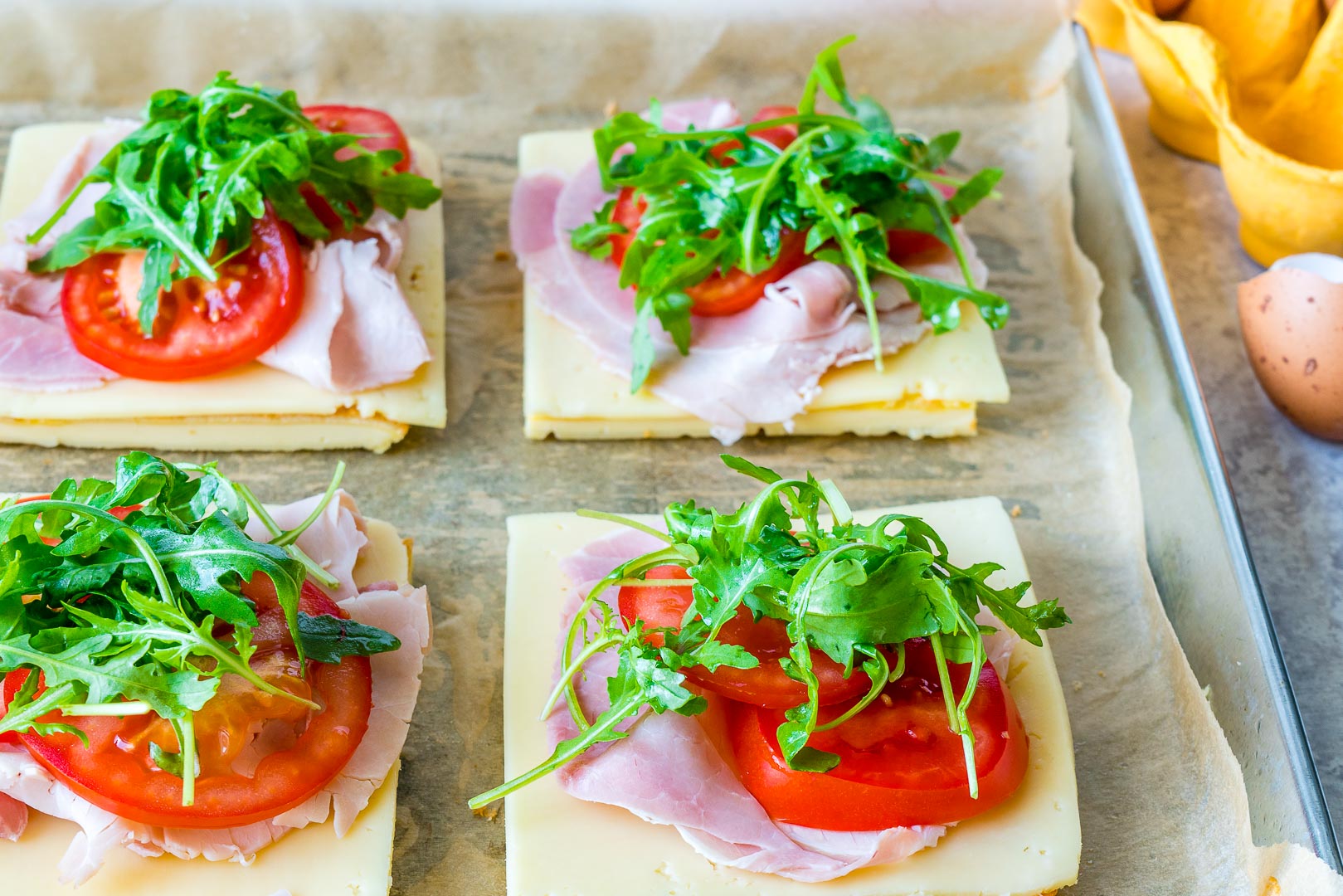 Clean Food Ham & Cheese Omelette Breakfast Sandwiches