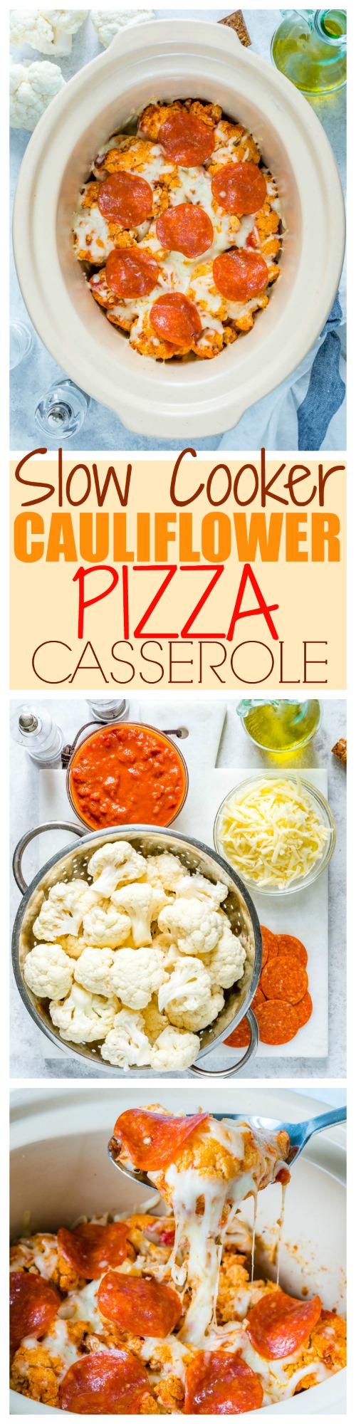 Healthy Crock Pot Cauliflower Pizza Casserole