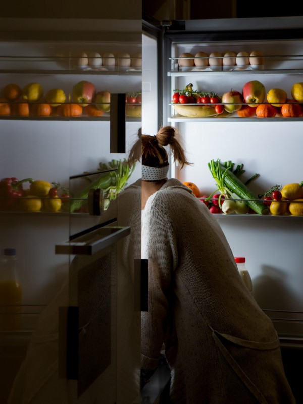Late at night food craving in the fridge