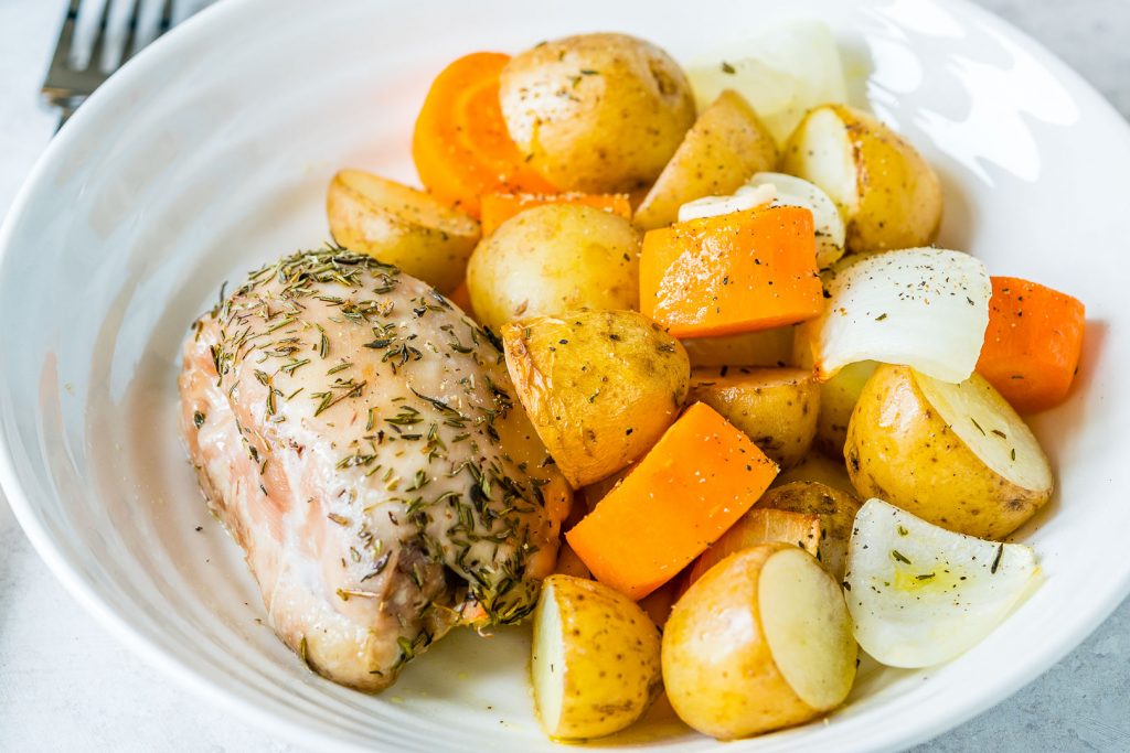 Slow Cooker Garlic Chicken + Root Veggies for Easy Clean Eating | Clean ...