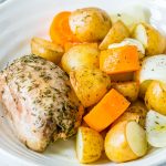 Slow Cooker Garlic Chicken + Root Veggies Clean Recipe