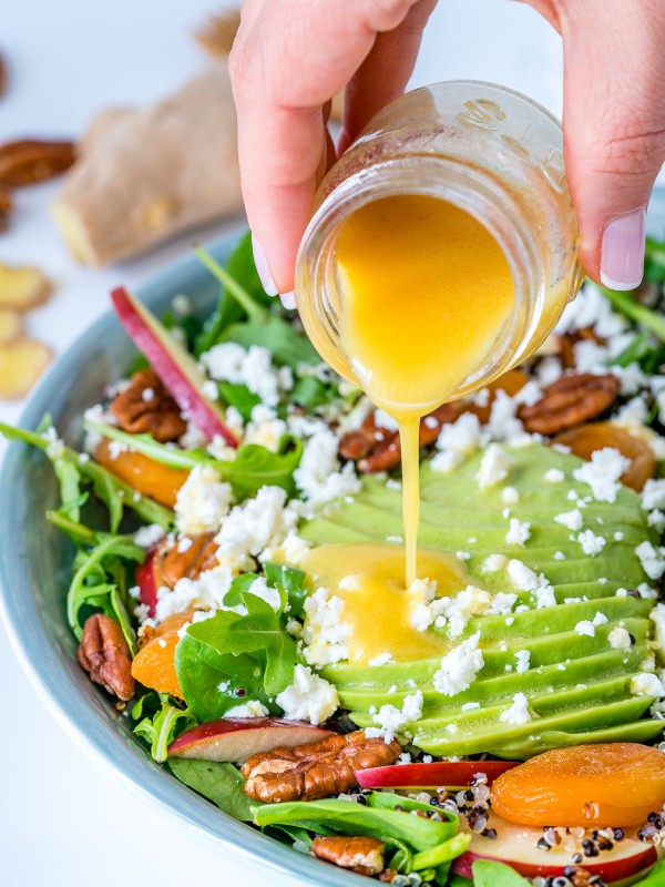 Autumn Salad Bowl + Honey Ginger Dressing Recipe
