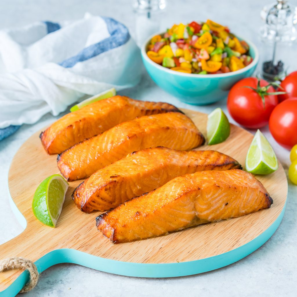 Healthy Honey + Lime Salmon with Avocado Salsa