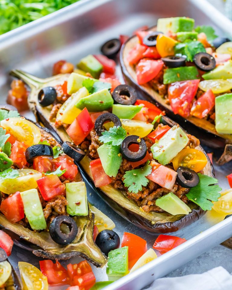 Taco Stuffed Eggplant Boats for Creative Clean Eating! Clean Food Crush