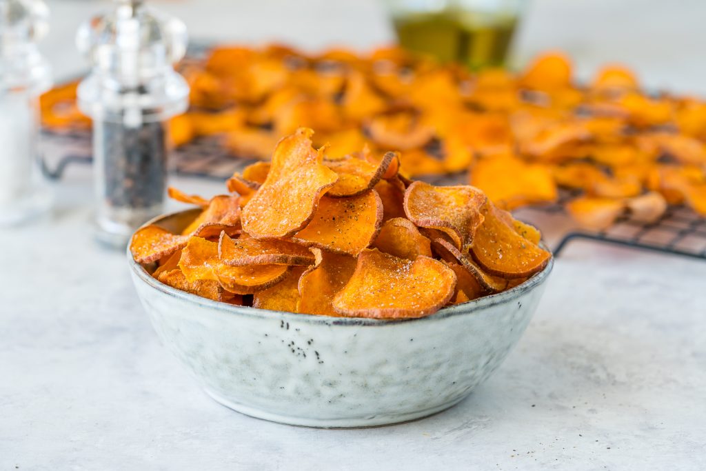 Clean Low Carbs Baked Sweet Potato Chips