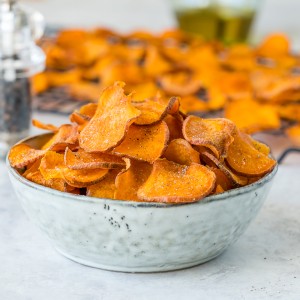 Clean Low Carbs Baked Sweet Potato Chips