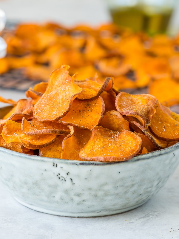 Clean Low Carbs Baked Sweet Potato Chips