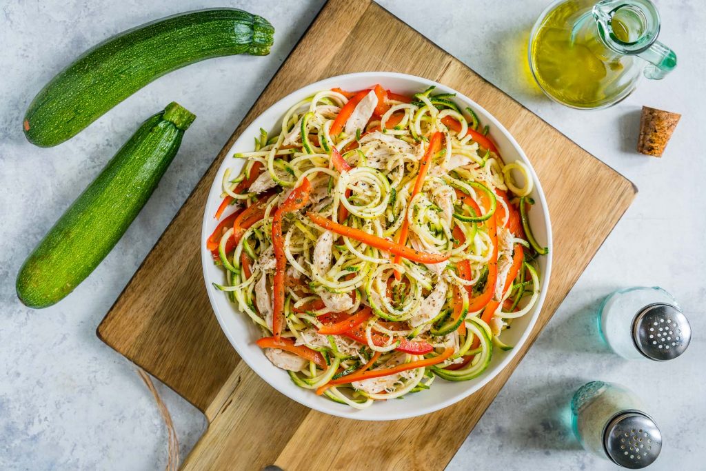 Clean Eating Turkey Zucchini Noodle Salad