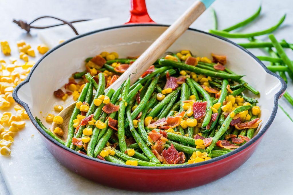 Healthy Green Bean + Bacon Skillet Recipe