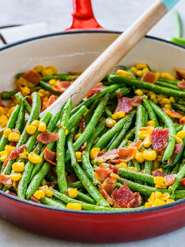 Healthy Green Bean + Bacon Skillet Recipe
