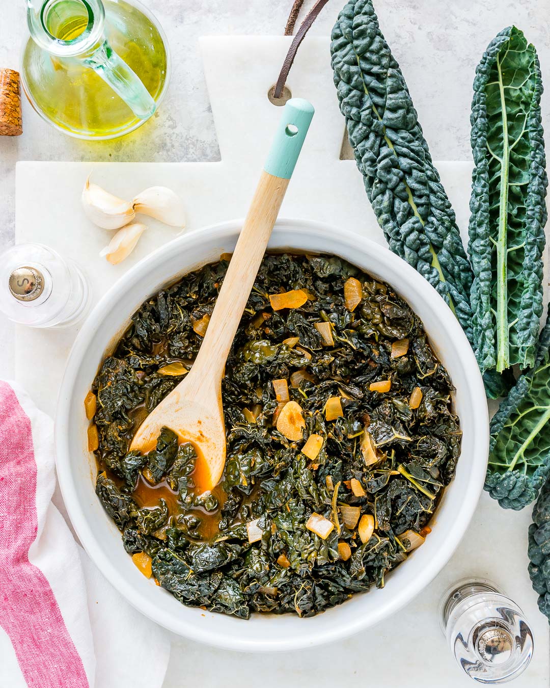 Lacinato Kale in Smoky Garlic Sauce is the BEST Side Dish Ever! Clean