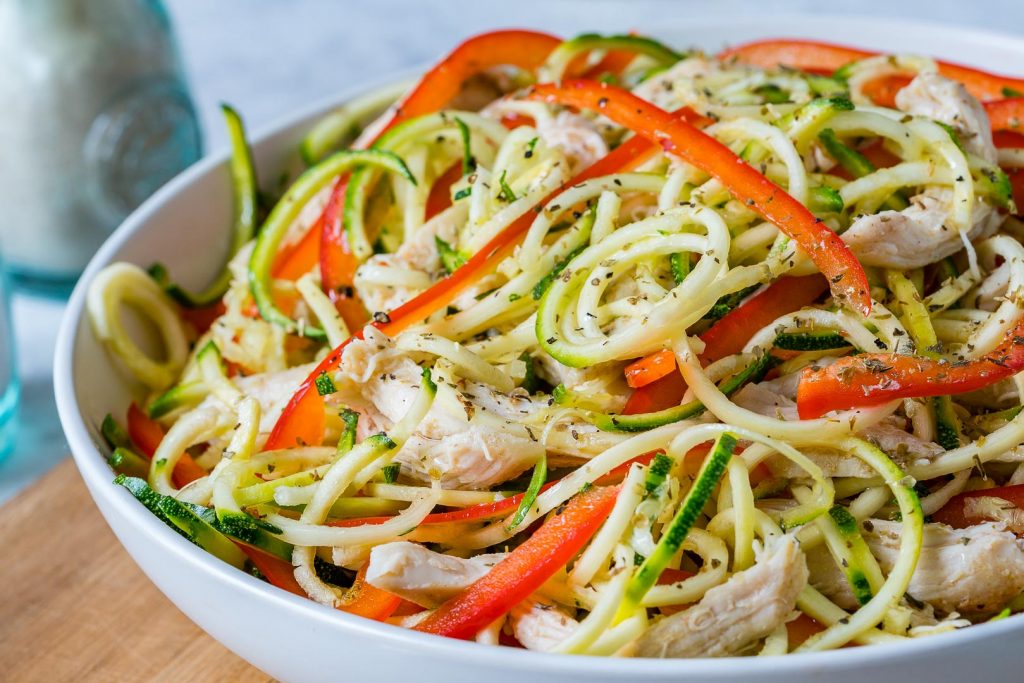 Turkey Zucchini Noodle Salad & Balsamic Vinaigrette Recipe