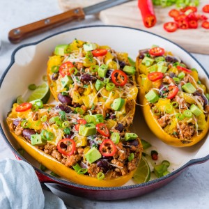 Eat Healthy Taco Stuffed Spaghetti Squash