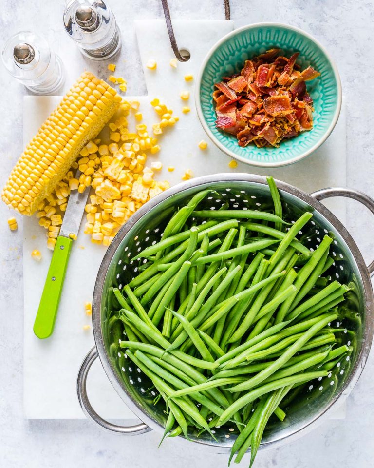 Green Bean + Bacon Skillet is a Clean Eating Side Dish Gem! Clean